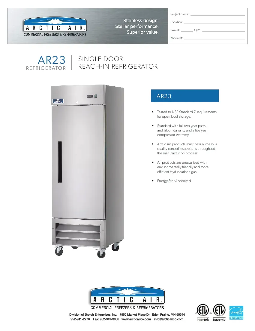 arctic-air-ar23-refrigerator-reach-in-115v-one-section-self-contained-specs-260719amw6r5.pdf