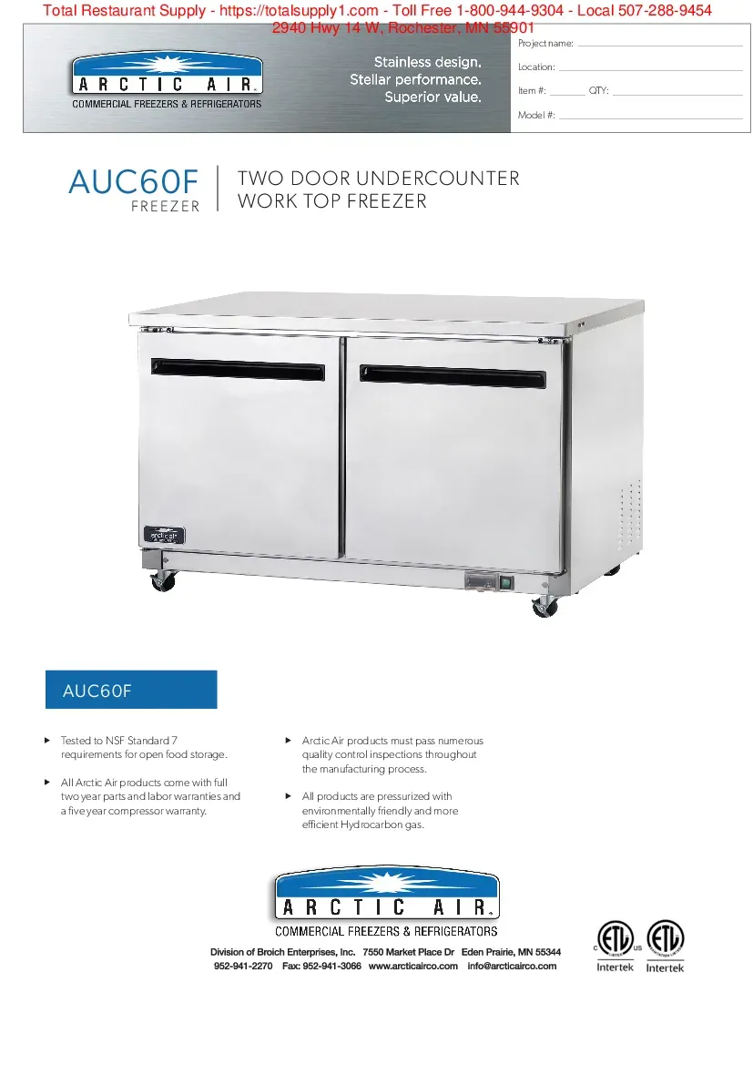 arctic-air-auc60f-2-door-undercounter-freezer-self-closing-door-specsheet-260719y0mdtg.pdf