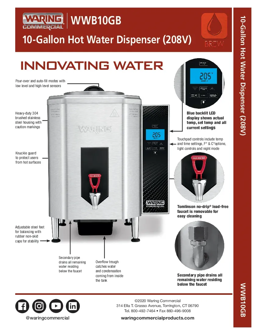 waring-wwb10gb-hot-water-dispenser-10-gallons-specsheet-2607194doqui.pdf