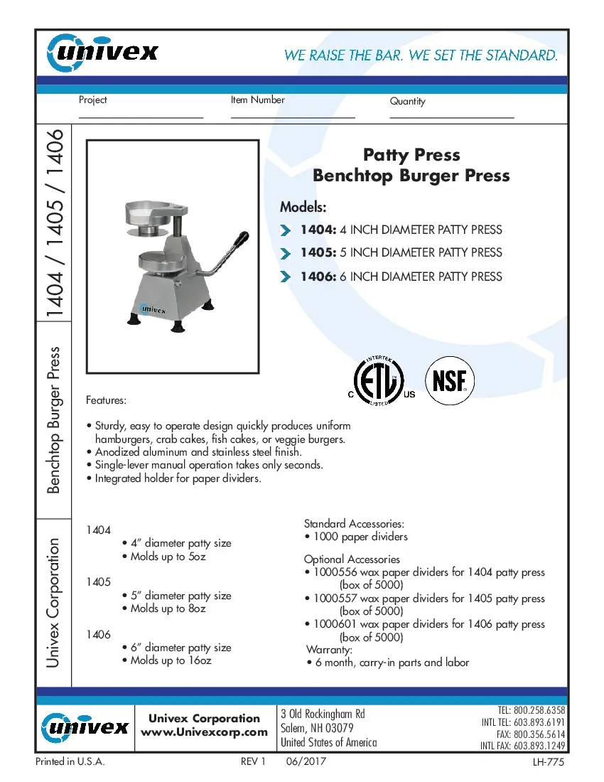 univex-1405-hamburger-patty-press-countertop-stainless-steel-specsheet-260726m5slat.pdf