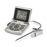 CDN Measurement Tools , DTTC-S, Thermometer, Probe Combo W/ Timer & Clock 14 - 392F 24 Hours By Hr/Min W/ Vessel Clip - Silver