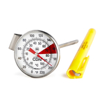 CDN Measurement Tools , IRB220-F, Thermometer, Beverage & Frothing 0 - 220F 1-1/2-In Dial W/ Frothing Zone 5-In Stem W/ Vessel Clip Anti-Microbial
